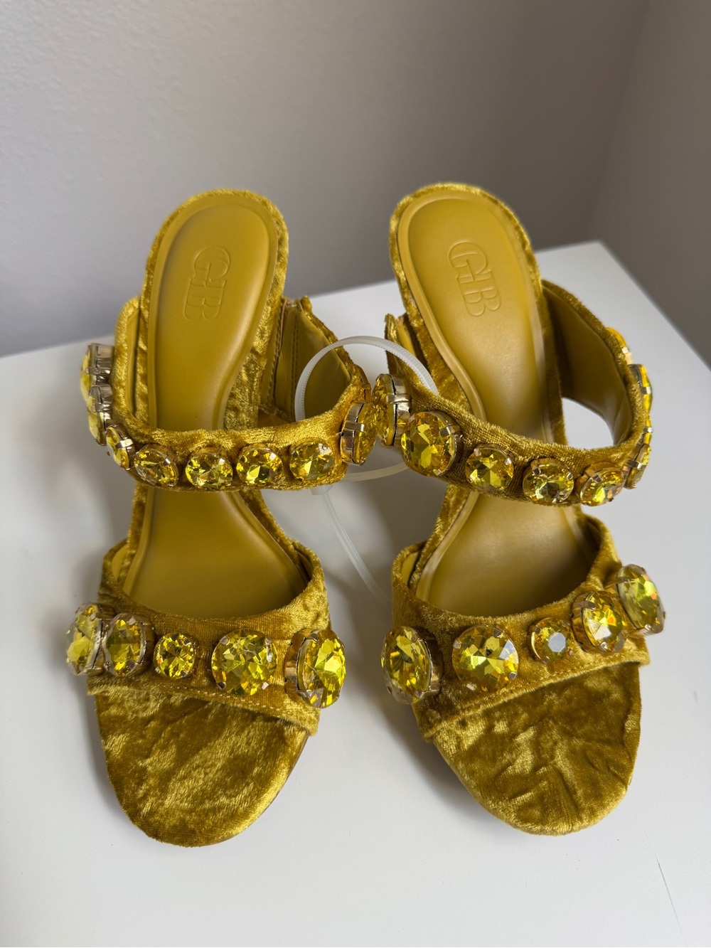 NWT Gianni Bini News-Flash Velvet Jewel Ornament Dress Slide Sandals Sz 6,5 - Picture 11 of 13
